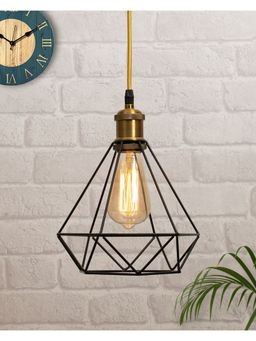 Homesake - Black Metal Cage Pendant Antique Gold