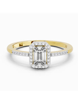 Sparkles - Lab Grown Diamond 0.7 Ct Emerald Cut Halo Ring for Women 14K Yellow Gold