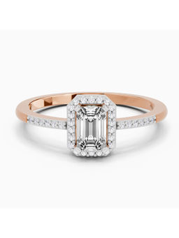 Sparkles - Lab Grown Diamond 0.7 Ct Emerald Cut Halo Ring for Women 14K Rose Gold