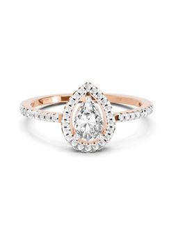 Sparkles - Lab Grown Diamond 0.61 Ct Pear Cut Halo Ring for Women 14K Rose Gold