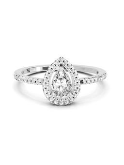 Sparkles - Lab Grown Diamond 0.61 Ct Pear Cut Halo Ring for Women 14K Silver