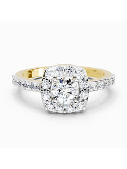Sparkles - Lab Grown Diamond 1 Ct Round Halo Ring for Women 14K Yellow Gold Diamonds