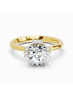 Sparkles - Lab Grown Diamond 0.86 Ct Round Halo Ring for Women 14K Yellow Gold