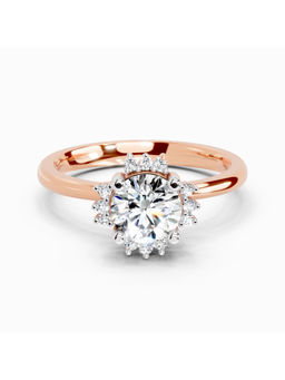 Sparkles - Lab Grown Diamond 0.86 Ct Round Halo Ring for Women 14K Rose Gold Diamonds