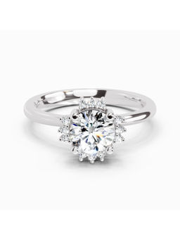Sparkles - Lab Grown Diamond 0.86 Ct Round Halo Ring for Women 14K Silver