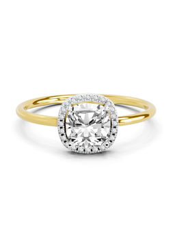 Sparkles - Lab Grown Diamond 1.37 Ct Cushion Halo Ring for Women 14K Yellow Gold