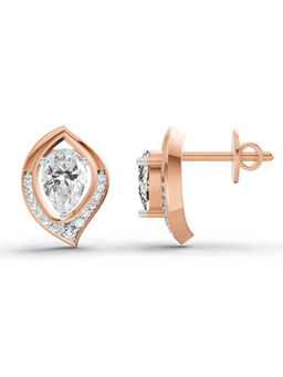 Sparkles - Lab Grown Diamond 0.81 Carat Pear Halo Stud Earrings for Women 14K Rose Gold