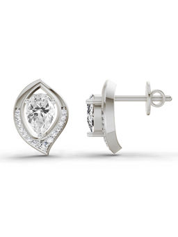 Sparkles - Lab Grown Diamond 0.81 Carat Pear Halo Stud Earrings for Women 14K White Gold