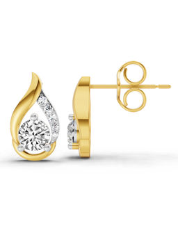 Sparkles - Lab Grown Diamond 0.74 Carat Round Tear Stud Earrings for Women 14K Yellow Gold