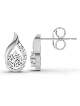 Sparkles - Lab Grown Diamond 0.74 Carat Round Tear Stud Earrings for Women 14K White Gold