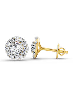 Sparkles - Lab Grown Diamond 1 Carat Round Halo Stud Earrings for Women 14K Yellow Gold