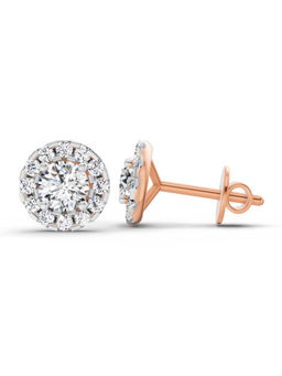 Sparkles - Lab Grown Diamond 1 Carat Round Halo Stud Earrings for Women 14K Rose Gold