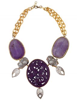 Joules By Radhika - Purple Agate Stone Necklace