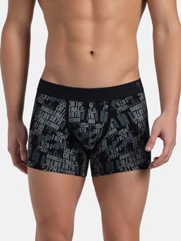 Jockey - US63 Men Super Combed Cotton Elastane Stretch Printed Trunk - Black