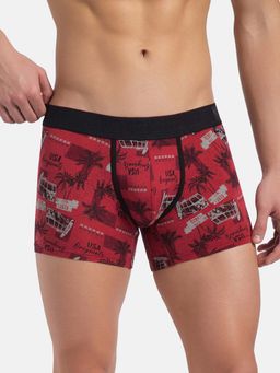 Jockey - US63 Men Super Combed Cotton Elastane Stretch Printed Trunk - Karanda Red
