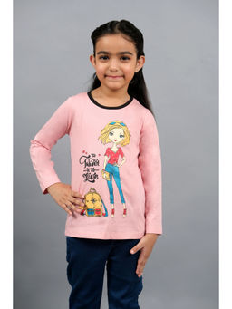 3PIN - Girls Pink Pure Cotton Graphic T-Shirt