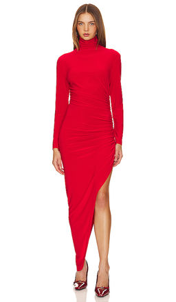 Norma Kamali - Long Sleeve Turtle Neck Side Drape Gown