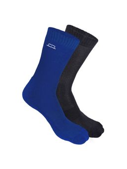 Heelium - Bamboo Crew Socks for Men - 2 Pairs - Blue - Black - Odour Free - Anti Blister