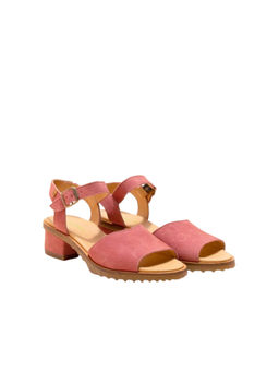 El Naturalista - Womens Coral Leather Buckle Closure Block Heel Sandals