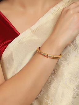 Accessher - Matte Gold Plated Red Meenakari Ethnic Style Delicate Bangles (Set of 2)