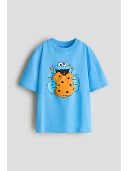 H&M - Boys Blue Oversized Printed T-Shirt