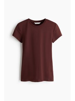 H&M - Women Brown Fitted Microfibre T-Shirt