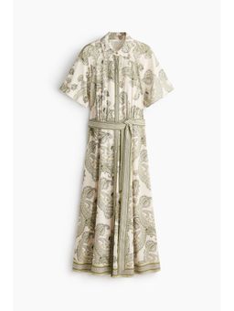 H&M - Women Beige Tie-Belt Shirt Dress