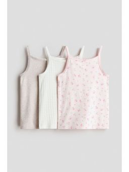 H&M - Girls Pink 3-Pack Cotton Strappy Tops