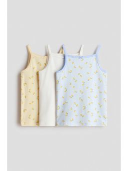 H&M - Girls Yellow 3-Pack Cotton Strappy Tops