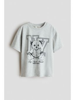 H&M - Girls Grey Oversized Cotton T-Shirt