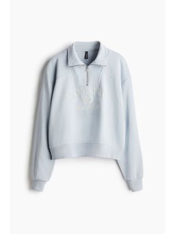 H&M - Women Blue Motif-Detail Zip-Top Sweatshirt