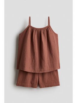 H&M - Girls Brown 2-Piece Cotton Muslin Set