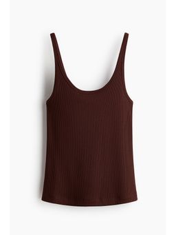 H&M - Women Brown Ribbed Vest Top