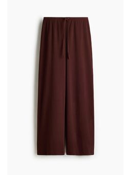 H&M - Women Brown Ribbed Drawstring Trousers