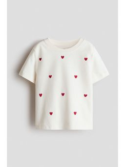 H&M - Girls White Motif-Detail T-Shirt