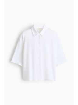 H&M - Women White Oversized Linen-Blend Shirt