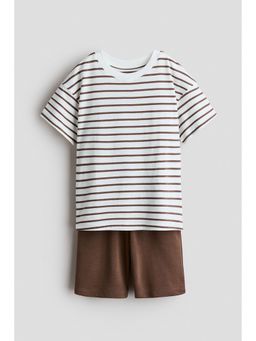H&M - Boys Brown 2-Piece T-Shirt And Shorts Set