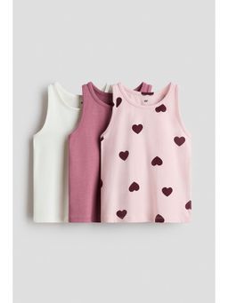 H&M - Girls Pink 3-Pack Vest Tops