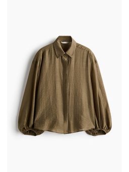 H&M - Women Green Linen-Blend Shirt