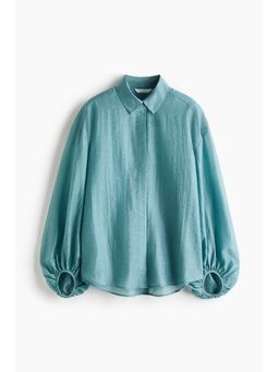 H&M - Women Turquoise Linen-Blend Shirt