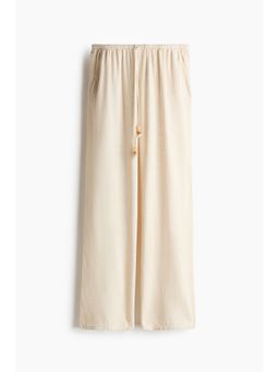 H&M - Women Beige Linen-Blend Drawstring Pant