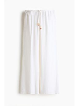 H&M - Women White Linen-Blend Drawstring Pant