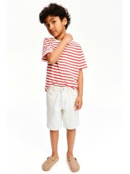 H&M - Boys White Loose Fit Denim Shorts
