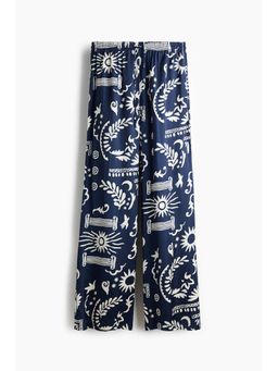 H&M - Women Blue Satin Drawstring Pant