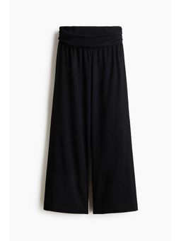 H&M - Women Black Wide Gathered-Waist Trousers