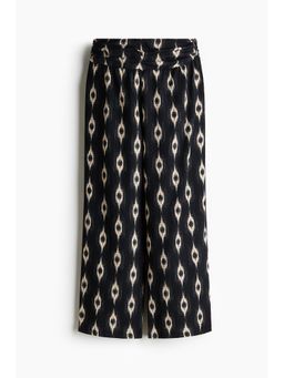 H&M - Women Black Wide Gathered-Waist Trousers
