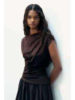 H&M - Women Brown Draped Boat-Neck Top