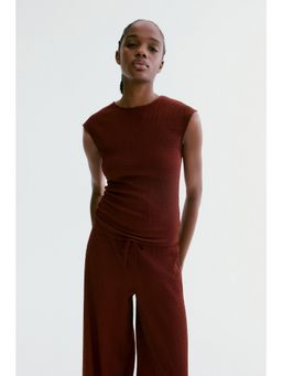 H&M - Women Brown Textured Jersey Top