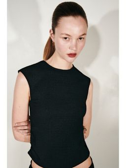 H&M - Women Black Textured Jersey Top