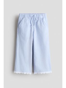 H&M - Girls Blue Lace-Trimmed Seersucker Pant